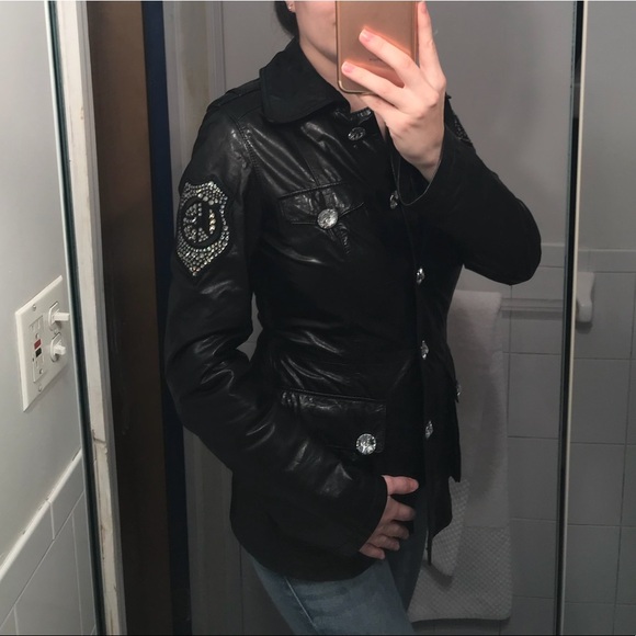 - Natural Leather Jacket with Crystal Swarovski - Picture 1 of 8